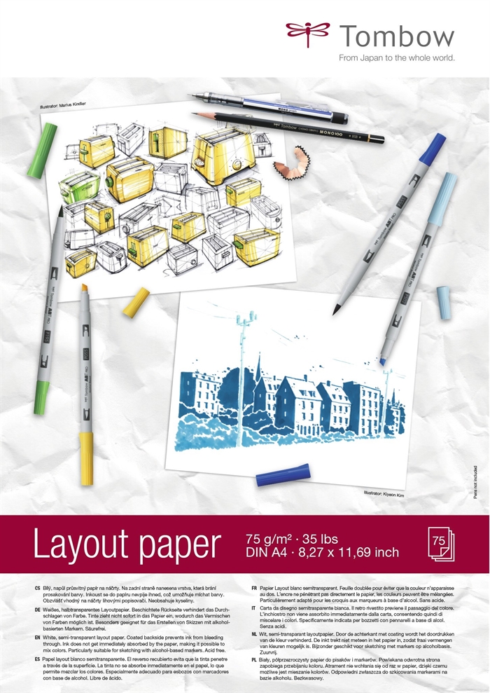 Tombow Layout bloc A4 75g 75 foi