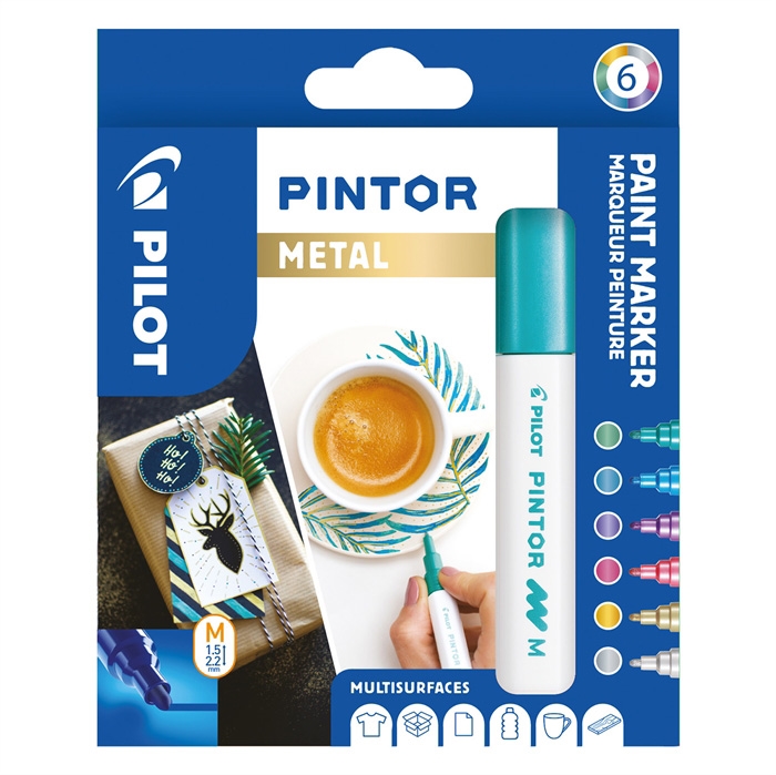 Pilot Marker Pintor Medium Metal Mix 1,4 culori asortate (6)