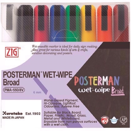 ZIG Marker Posterman ștergere-umedă 6mm 8 - set