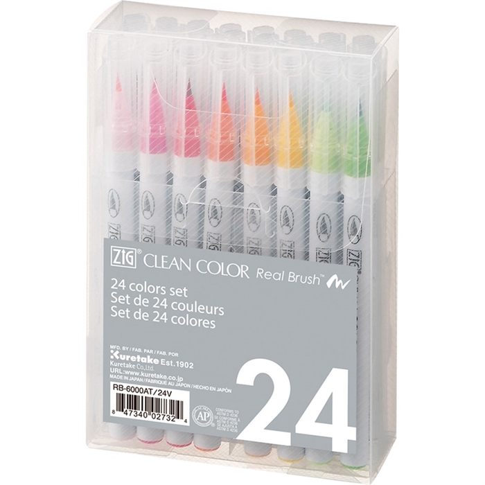 ZIG Clean Color Pensel Pen set m. 24 buc.