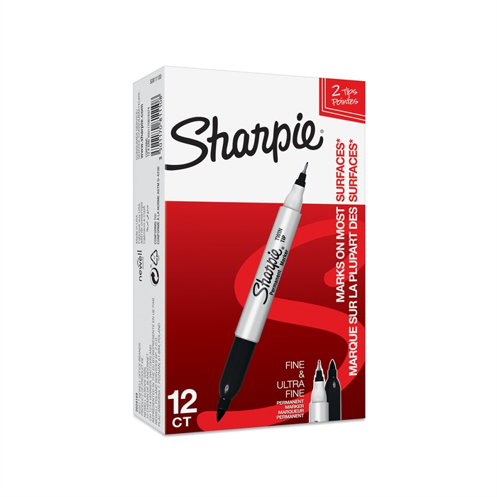 Sharpie Marker TwinTip EF/F negru