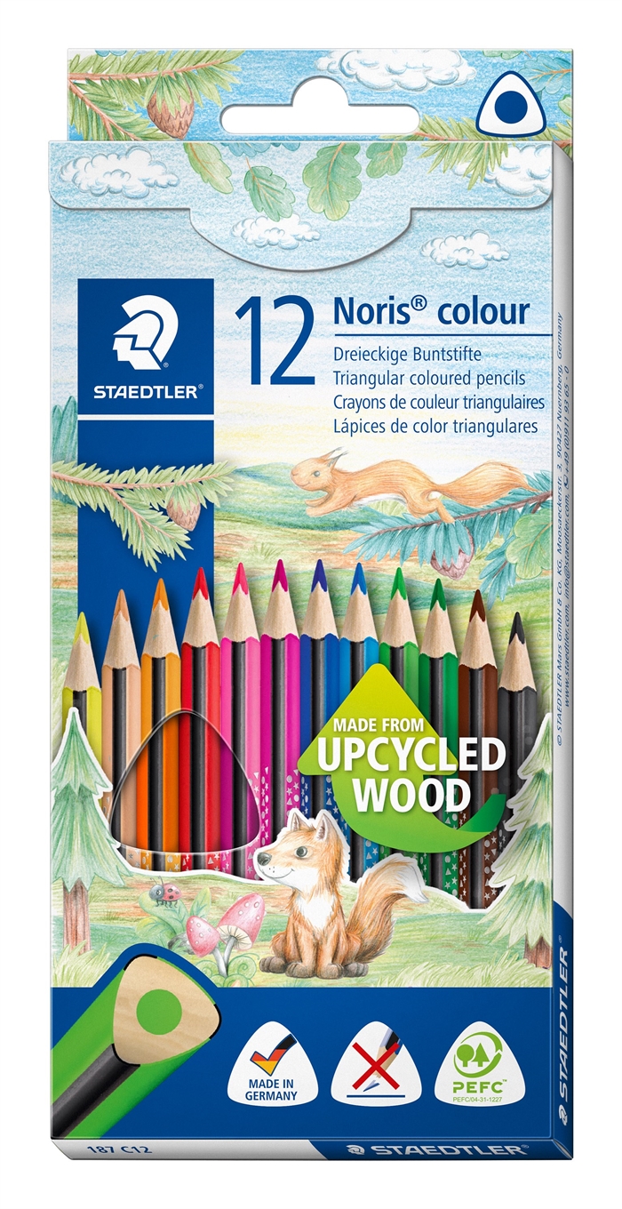 Staedtler Creioane Colorate Noris Lemn Reciclat triunghiular (12)