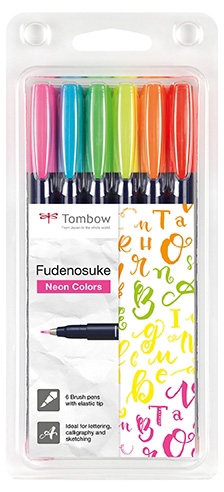 Tombow Marker Fudenosuke dur neon culori (6)